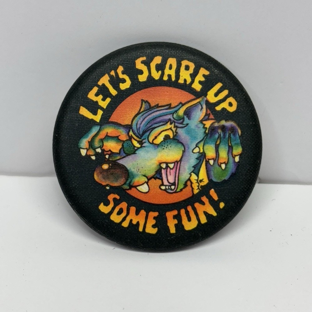 Vintage 80s Hallmark Card 2" Pinback Button Let's Scare Up Some Fun. Mint